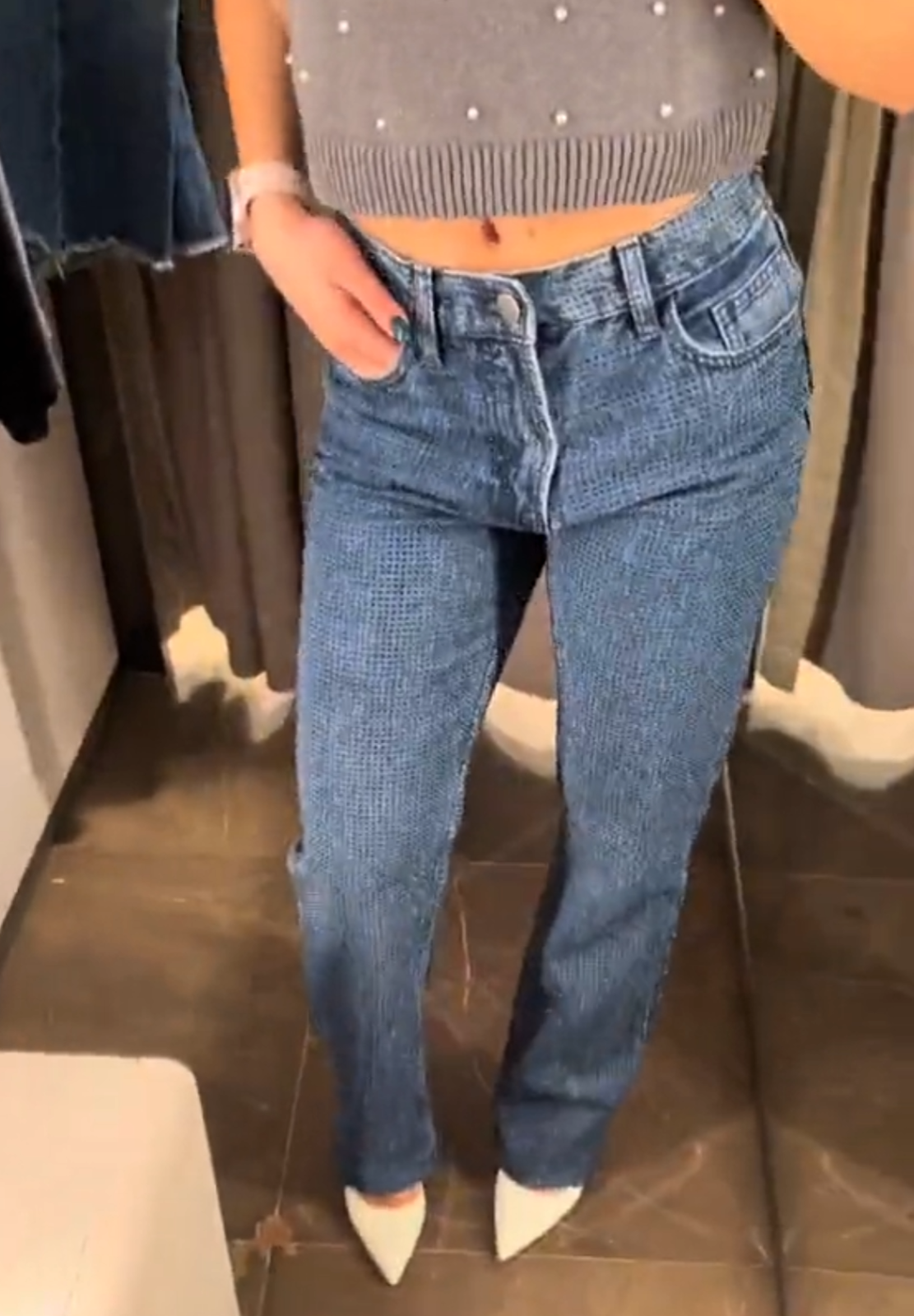 Zara ZW Collection Bootcut High Waist Rhinestone Sparkly Zara ZW Collection Bootcut High Waist Rhinestone Sparkly