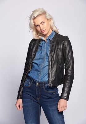 MAZE MAZE LEDERJACKE SMARAGD ECHTLEDER LAMMLEDER POLYESTER SCHWARZ WINE NAVY XS-3XL