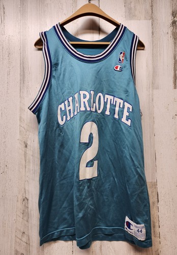 90s NBA HORNETS usa製 Vintage 90's Champion Charlotte Hornets Larry Johnson NBA