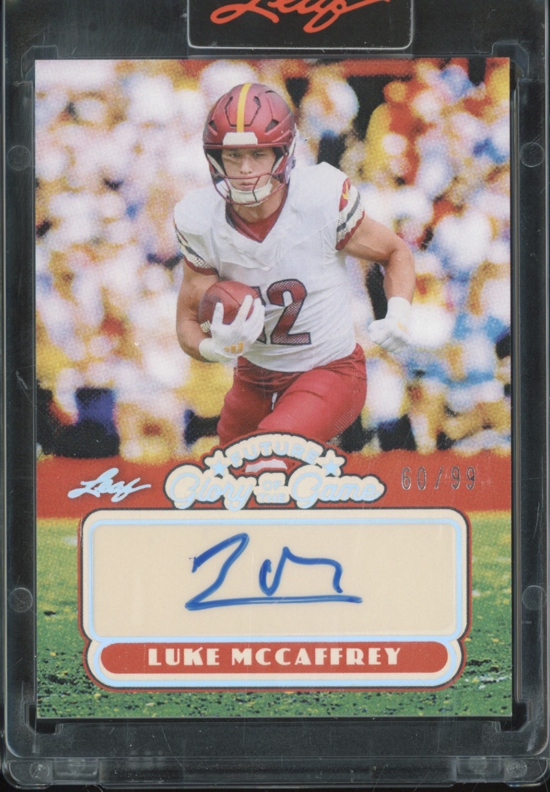 2025 Leaf Future Glory Of The Game Silver Luke McCaffrey Auto RC Rookie 60/99