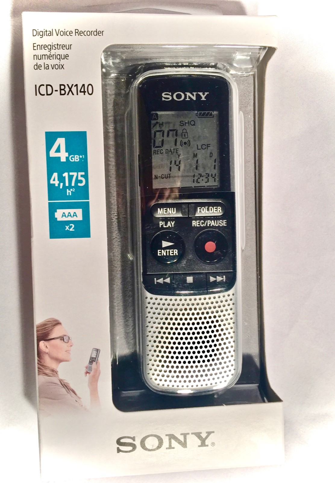 ORIGINAL Sony ICD-BX140 4GB Digital Voice Recorder - US Seller W/AAA Batteries