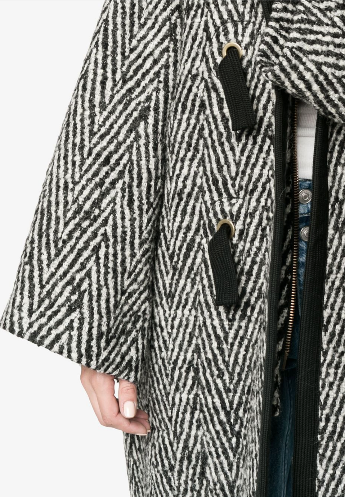 Pre-owned Chloé Cult Stripe Oversized Cocoon Coat Waist Long Jacket Parka 36 In Black