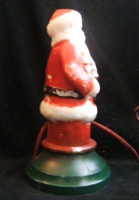 Vintage Milk Glass Painted Santa Claus Lamp Light 8 1/4 Inches Tall Works Scarce
