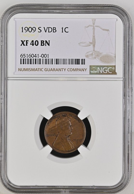 1909 S Small Cents Lincoln, Wheat Ears Reverse NGC XF-40