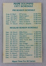 NFL 1977 Miami Dolphins Football Pocket Schedule Card ...