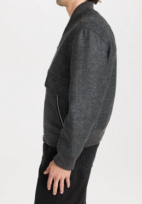 Pre-owned Alex Mill Dean Bomber Jacket In Wool In Charcoal - Size Xl In Gray