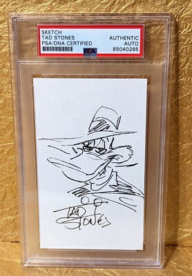 Tad Stones Autograph PSA Darkwing Duck Signed Hand Drawn Sketch
