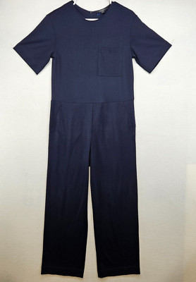 Weekend Max Mara Jumpsuit, Womens Small Valdese Short Sleeve Navy Pockets - NWT