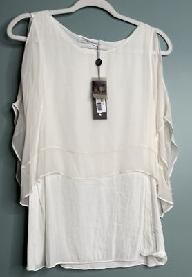 NEW lola & sophie New York Combo: 100% Silk Eggshell Made in USA Top  Size M