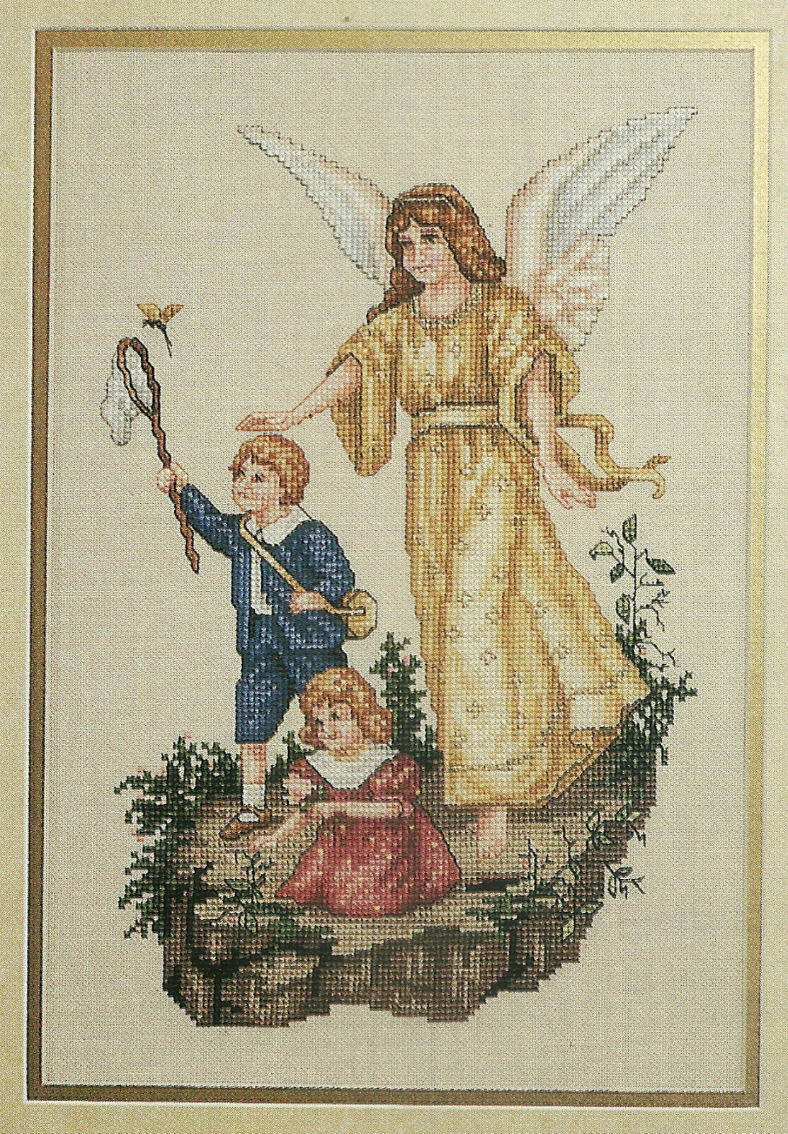 escort-guardian-angel-with-children-cross-stitch-pattern-chart-from-a-magazine-ebay