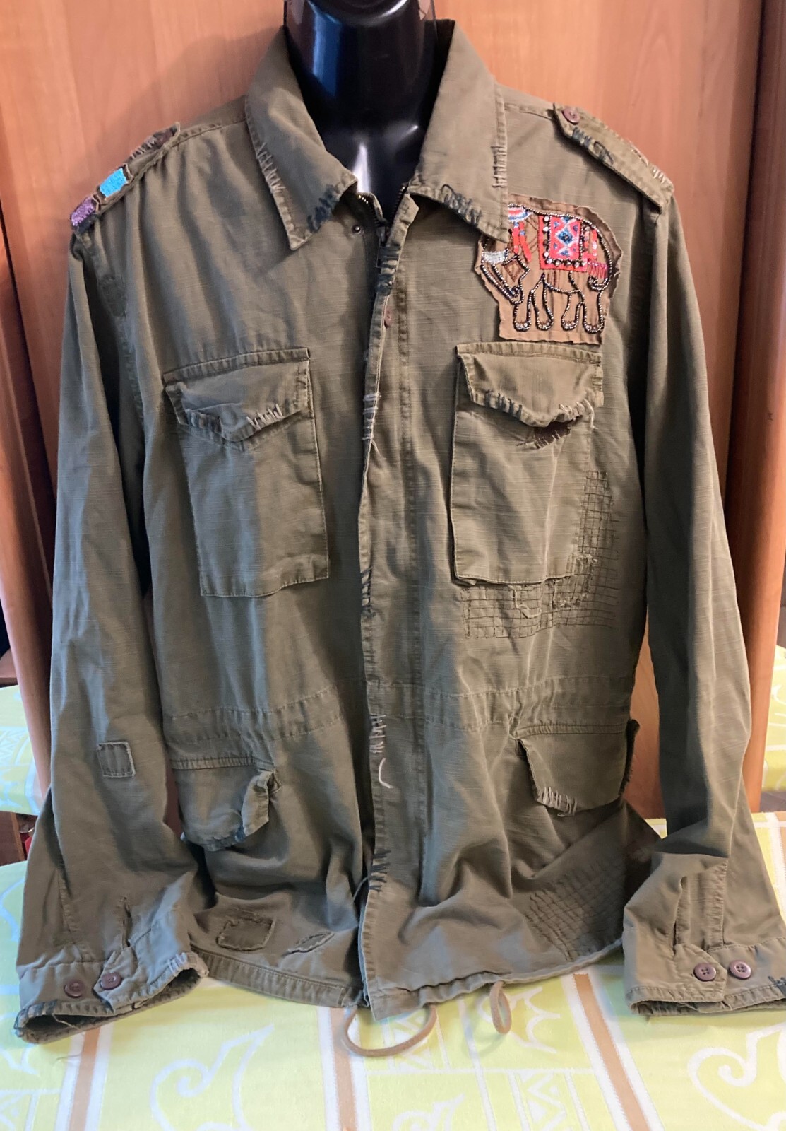 ジャケット・アウター Rare SCOTCH&SODA military jacket Rare VTG 90-s SCOTCH & SODA Embroidered Printed Army Field