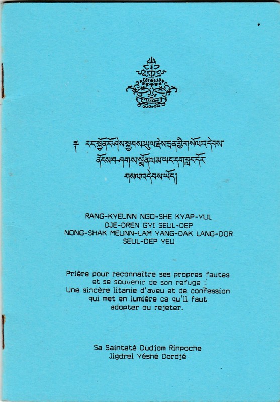 Dudjom Rinpoche Jigdrel YÃ©ShÃ© DordjÃ© PriÃ¨Re Pour ReconnaÃ®Tre Ses Propres Fautes