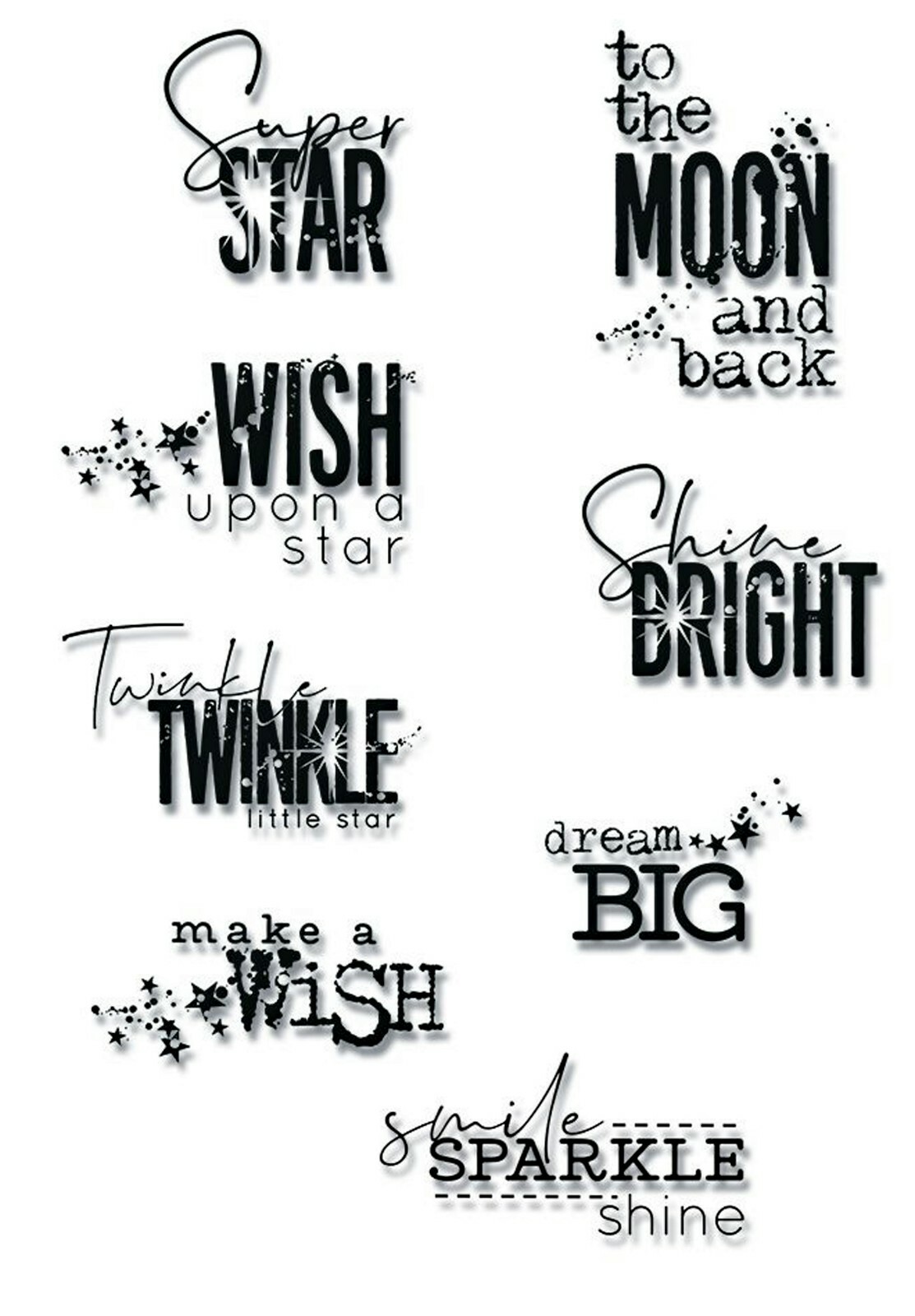 Sizzix Stamp set Smile, Sparkle, Shine #665040 Retail $11.99