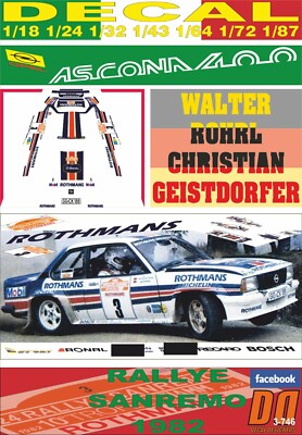 DECAL OPEL ASCONA 400 ''ROTHMANS'' W.ROHRL R. SANREMO 1982 3rd (12)