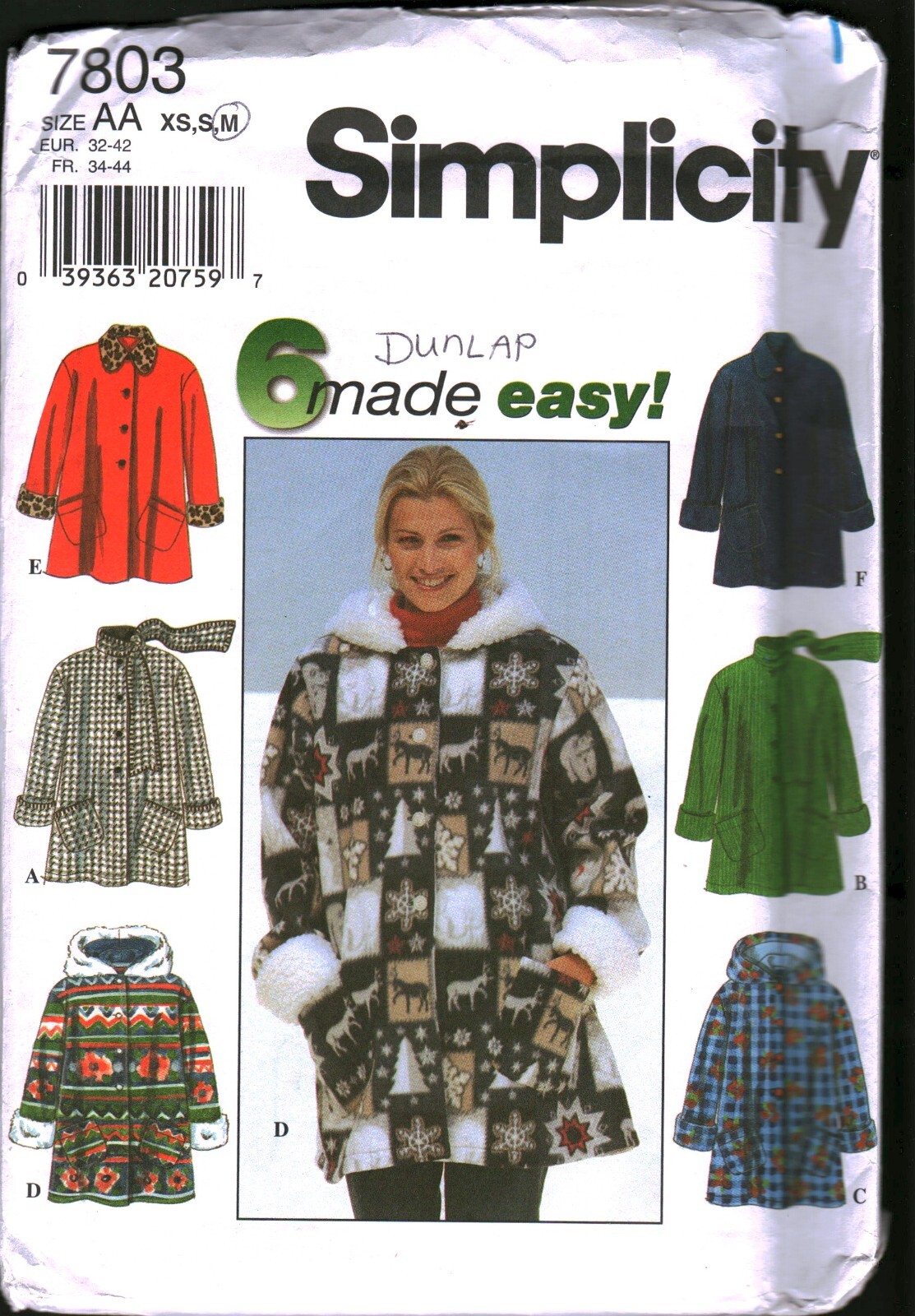 old clothing  7803 UNCUT Vintage Simplicity Sewing Pattern Misses Jacket
