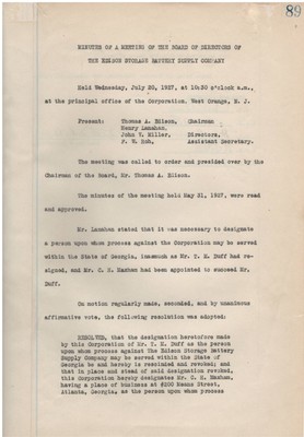 Typewritten Document Signed by Thomas Edison in 1927 w/COA