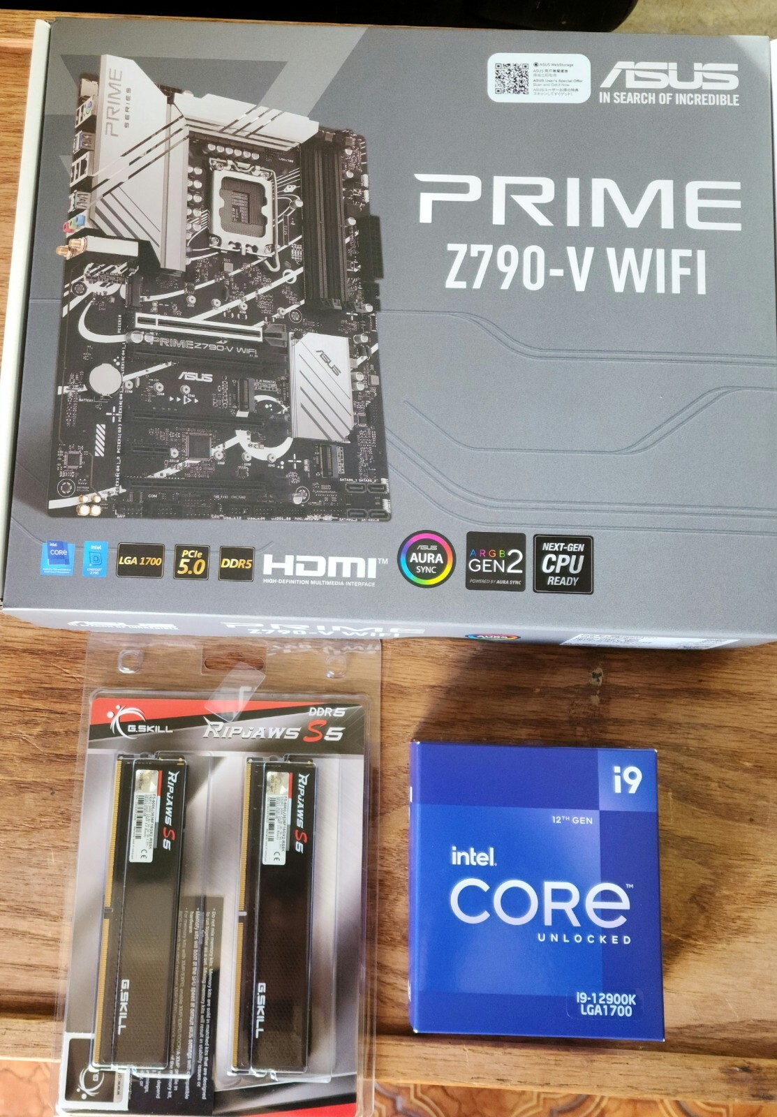 Intel i912900K ASUS Z790V Prime WiFi DDR5 G.Skill Ripjaws S5 32GB
