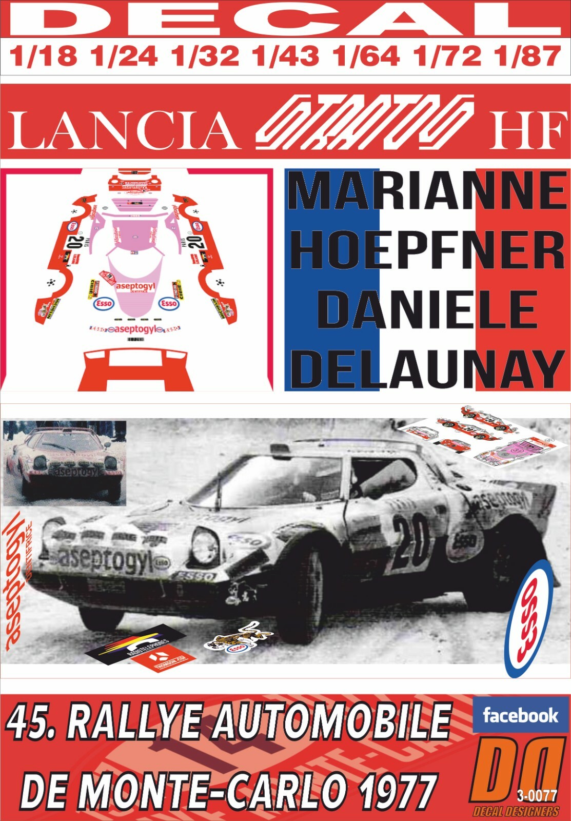 DECAL LANCIA STRATOS HF M.HOEPFNER R.MONTECARLO 1977 DnF (08