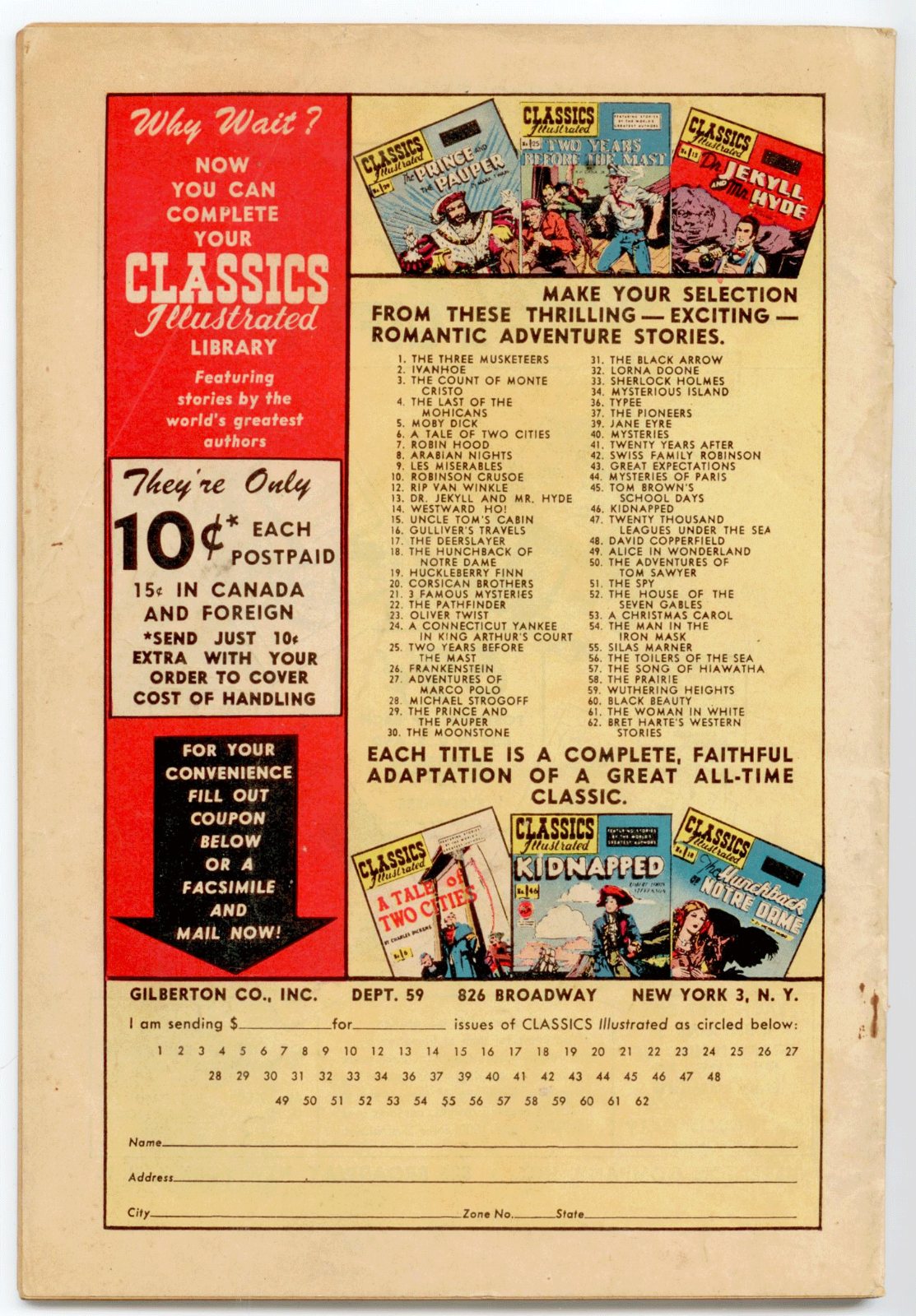 Classics Illustrated #40 HRN 62 - Mysteries by Edgar Allen Poe  VG 4.0