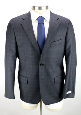 HICKEY FREEMAN Suit Men's 38 R Grey Blue Plaid Wool Regular Fit Milburn II NWT