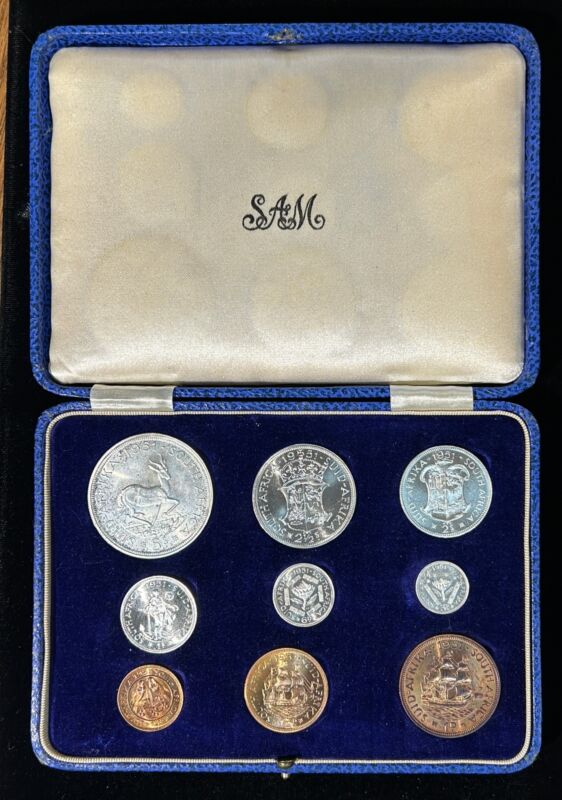 1951 South African Proof Set Original Box, Spotting on Copper