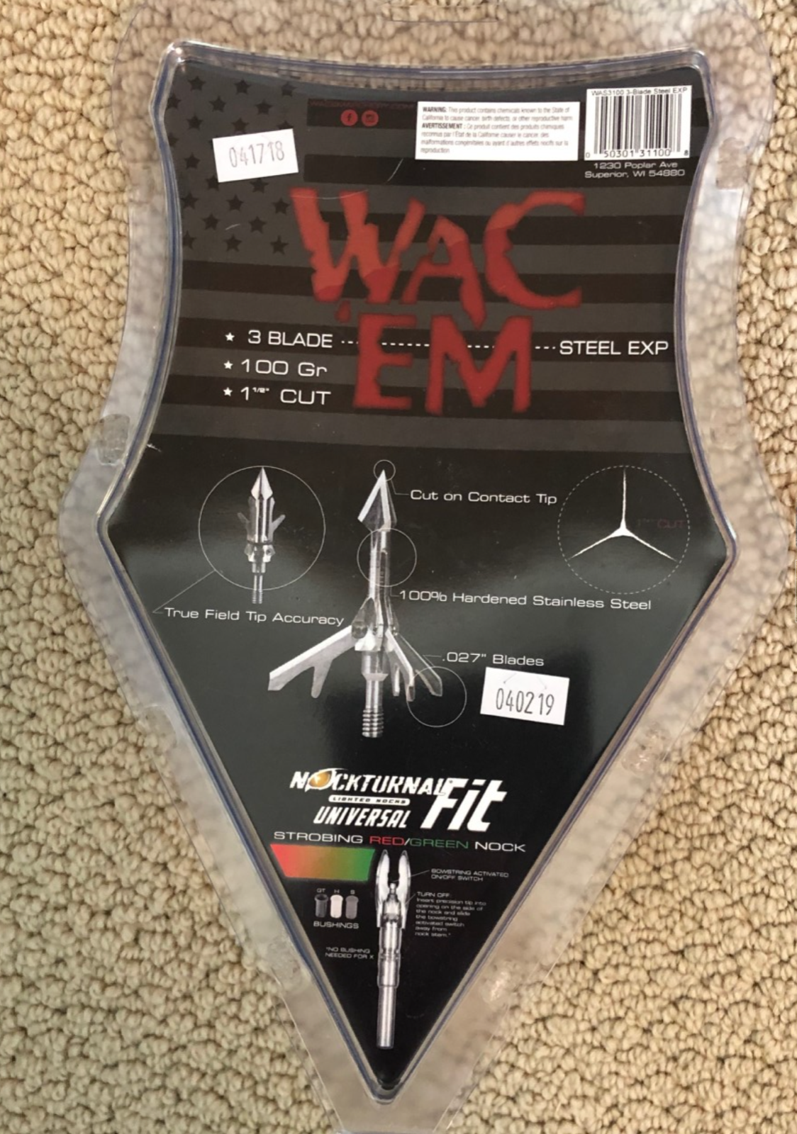 Wac Em Expandable Broadheads Steel 3 Blade 100 Gr. 3 PK. Blow Out Sale