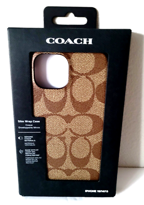 NWT COACH iPhone 15 Protective Case Signature Canvas Khaki CT676 