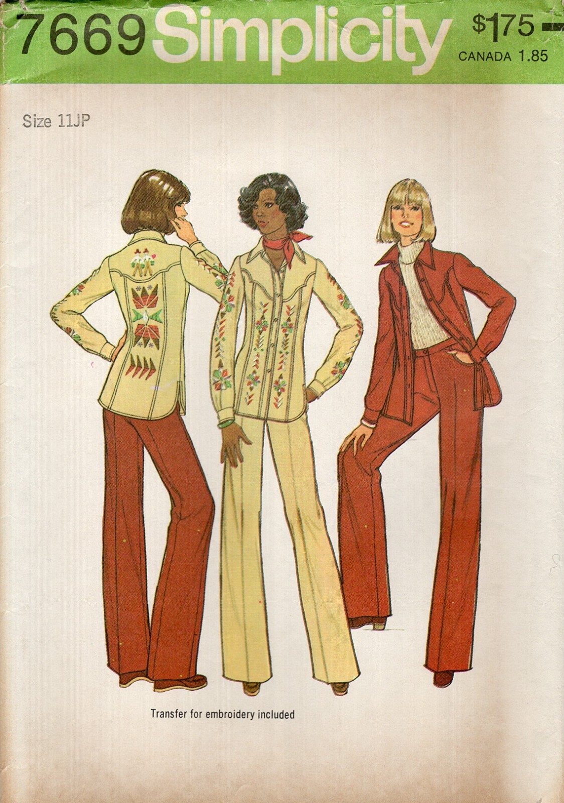 Simplicity 7669 Shacket Shirt Jacket & Pants, Embroidery Simplicity 7669 Shacket Shirt Jacket & Pants, Embroidery