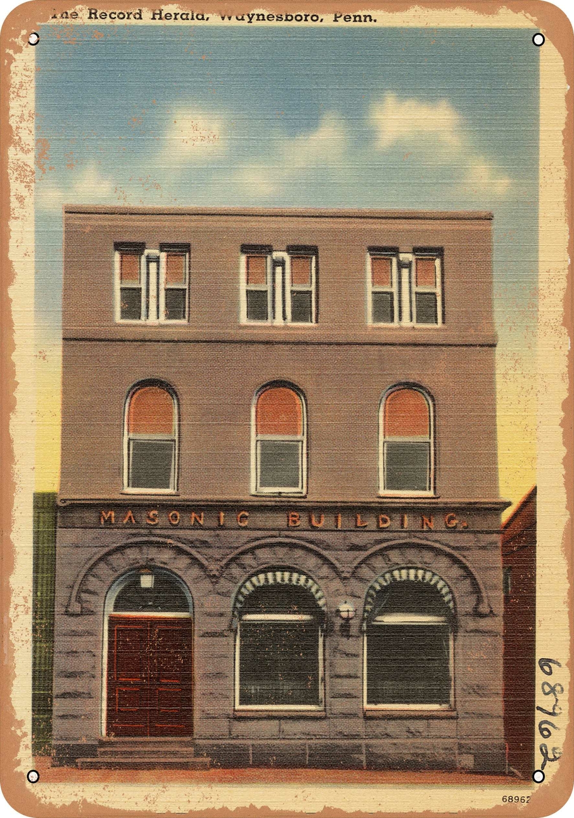 Metal Sign - Pennsylvania Postcard - The Record Herald, Waynesboro, Penn.