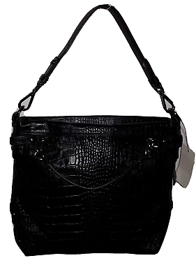 SILVIO TOSSI REF 10664-27 SAC EN CUIR DE VACHETTE PORTE ÉPAULE NOIR ASPECT CROCO