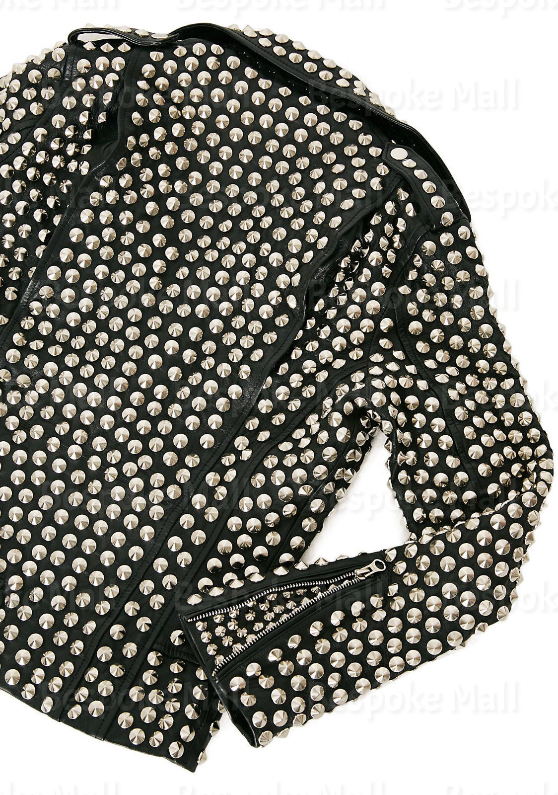 Pre-owned Handmade Women Punk Unique Rock Stylish Silver Studded Fashion Leather Jacket-206