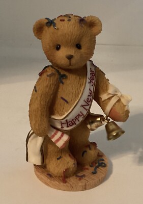 1997 Enesco Cherished Teddies NEWTON Ringing in the New Year With Cheer 727361