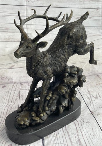 Hand Made Sculpture Bronze Statue Animal Extra Large Bugatti Stag Deer Figure NR