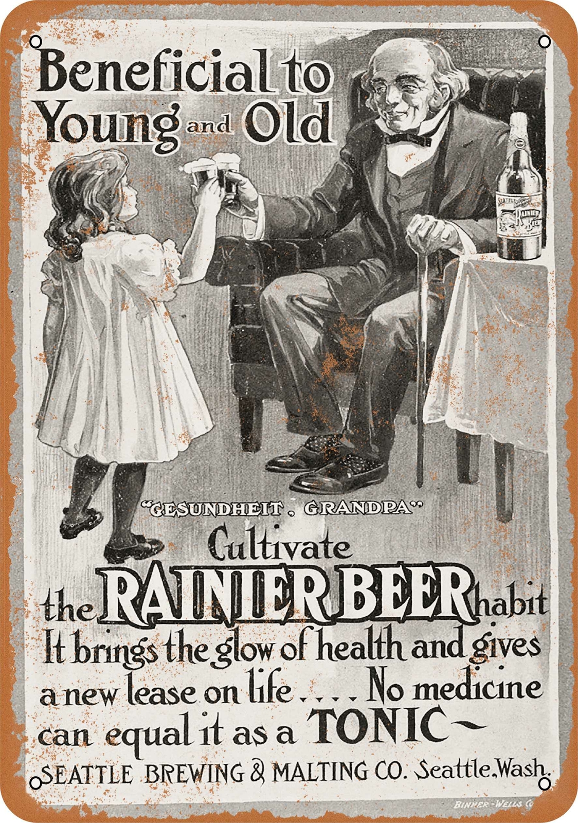 Metal Sign - 1906 Rainier Beer for Children - Vintage Look Reproduction