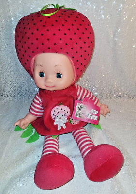 PLUSH sleepy Strawberry Fruit Big Head Doll Baby Vinyl Face 19