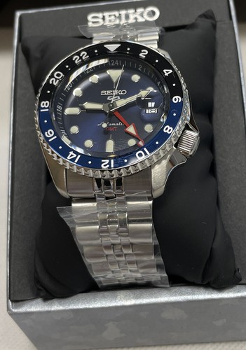 Pre-owned Seiko 5 Sports Skx Series Automatic Gmt Blue Dial Watch Ssk003 / Tag Japan