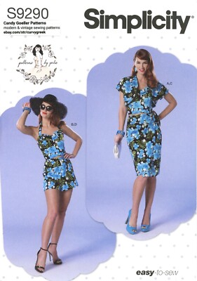 Simplicity S9290 Retro Inspired Bustier, Bolero, Sarong & Shorts Sz 14-22 UNCUT