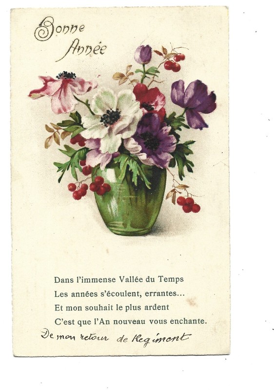 Fantaisie - Bouquet D Anemones Multicolores - Poeme - Bonne Annee