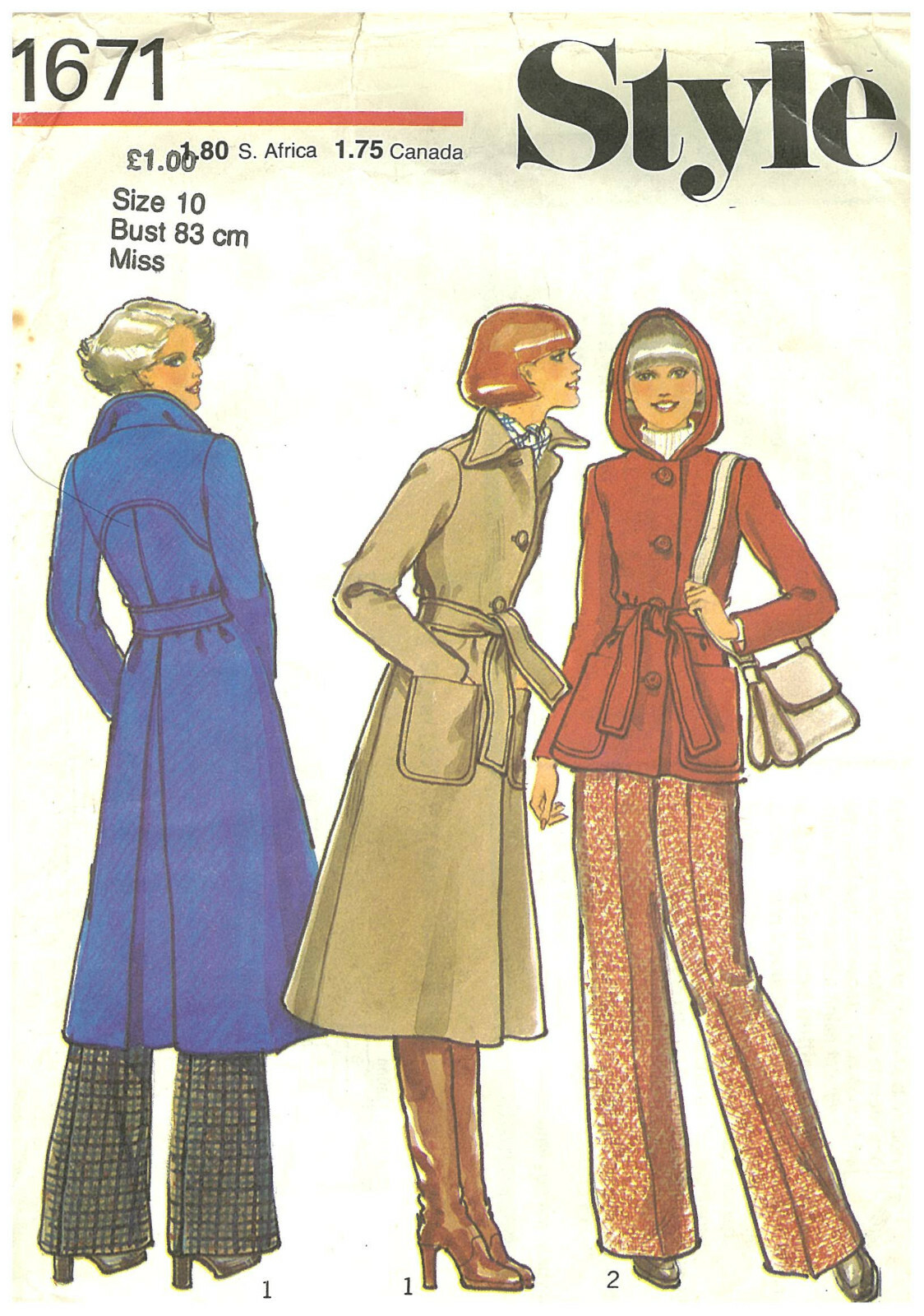 1976 Vintage Sewing Pattern B32.5 COAT JACKET (1872) As seen