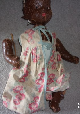 VINTAGE 40s BLACK COMPOSITION BABY DOLL ORIGINAL OWNER NEEDS TLC JOINTS