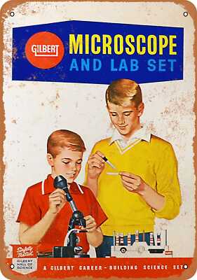 Metal Sign - 1960 Gilbert Microscope and Lab Set - Vintage Look Reproduction