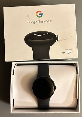 Google Pixel Watch 41mm Matte Black Stainless Steel Case with Obsidian Active...