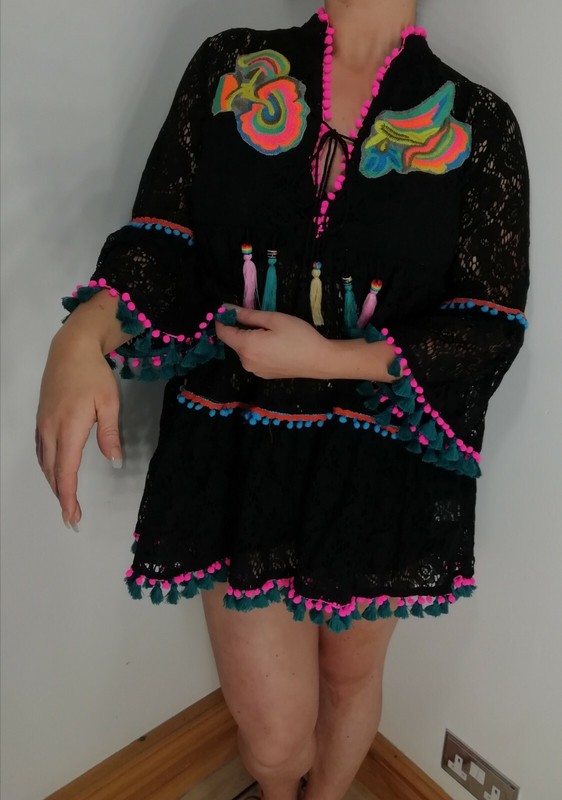 New Kaftan Beach Dress Black Lace Cover Up Softest Cool