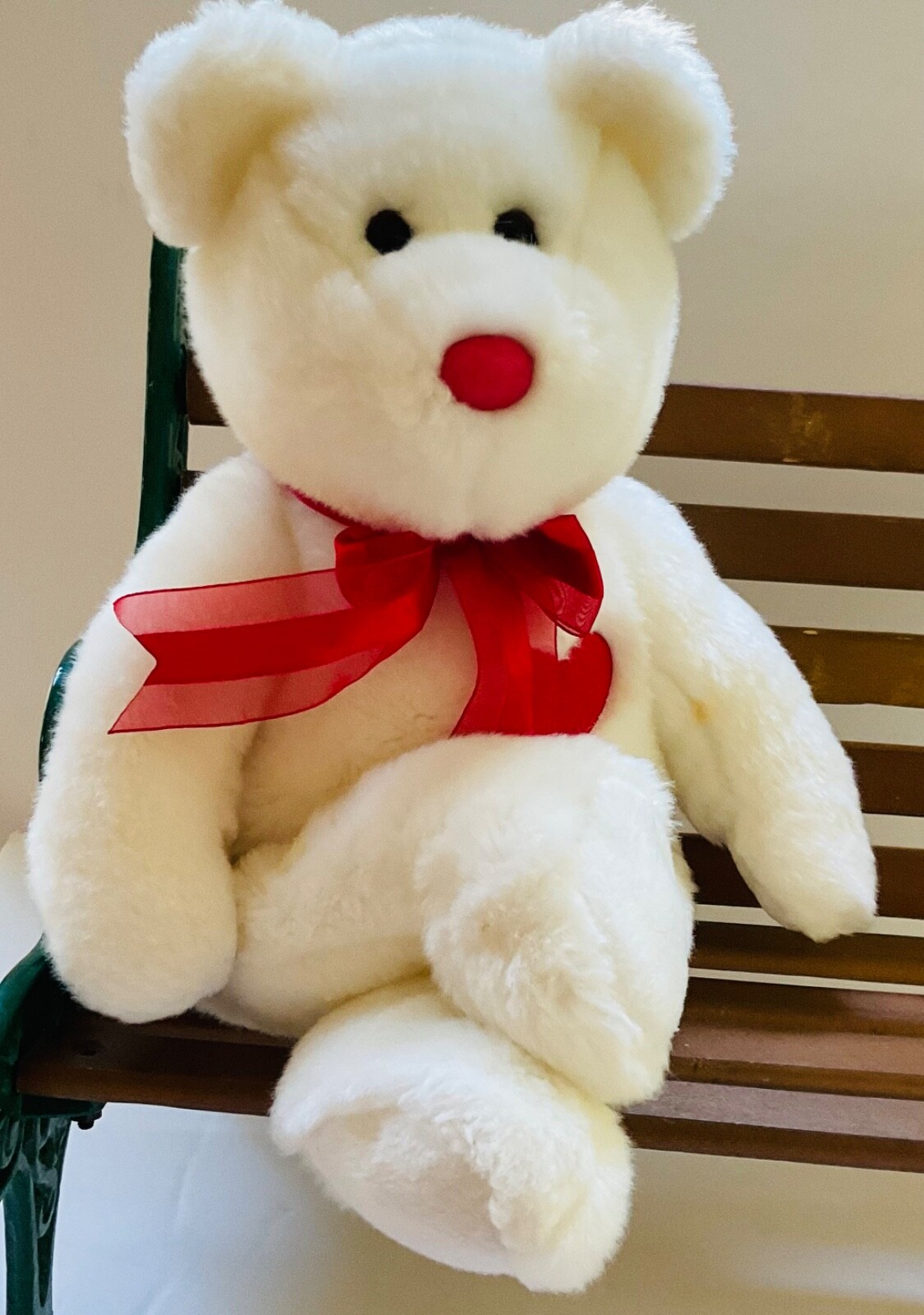 TY Beanie Baby Bear Valentine Plush 1999 Embroidered Red Heart Stuffed Animal