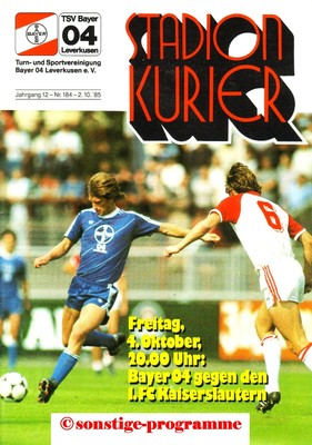 FC Kaiserslautern BL 84//85 1 1 FC Köln