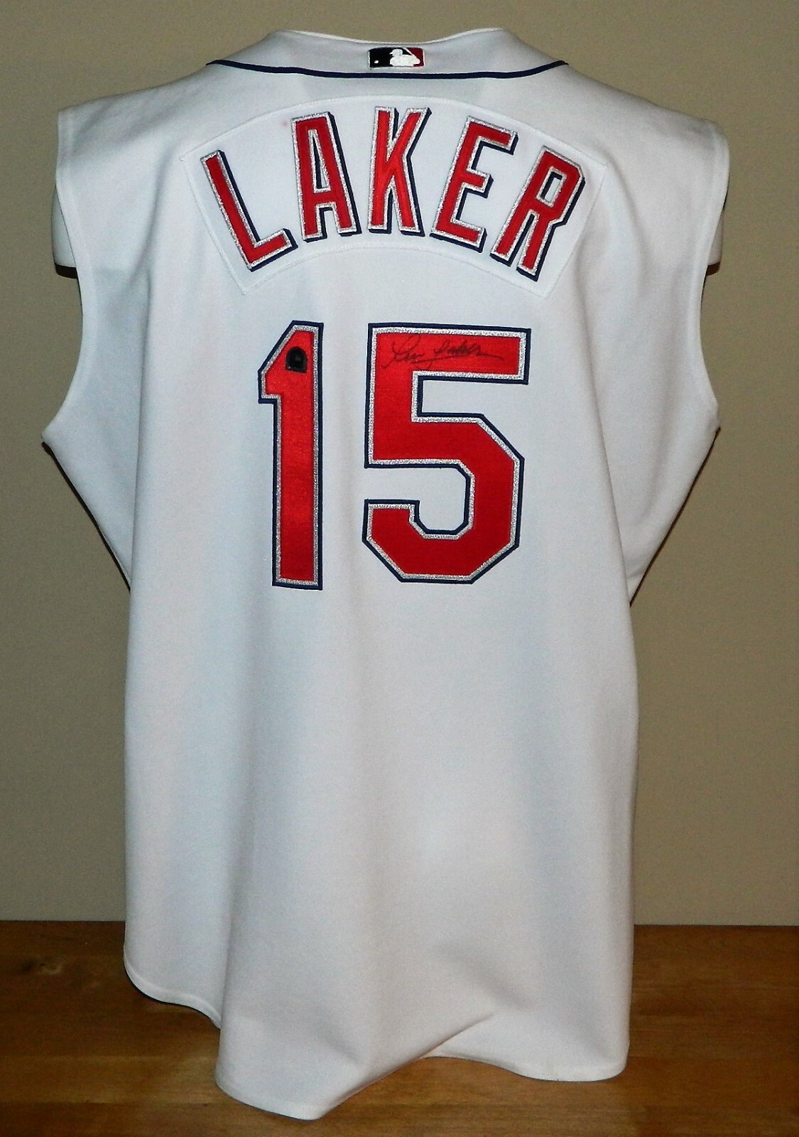 2003 Tim Laker Game Worn Autographed Cleveland Indians Home Vest Jersey #15