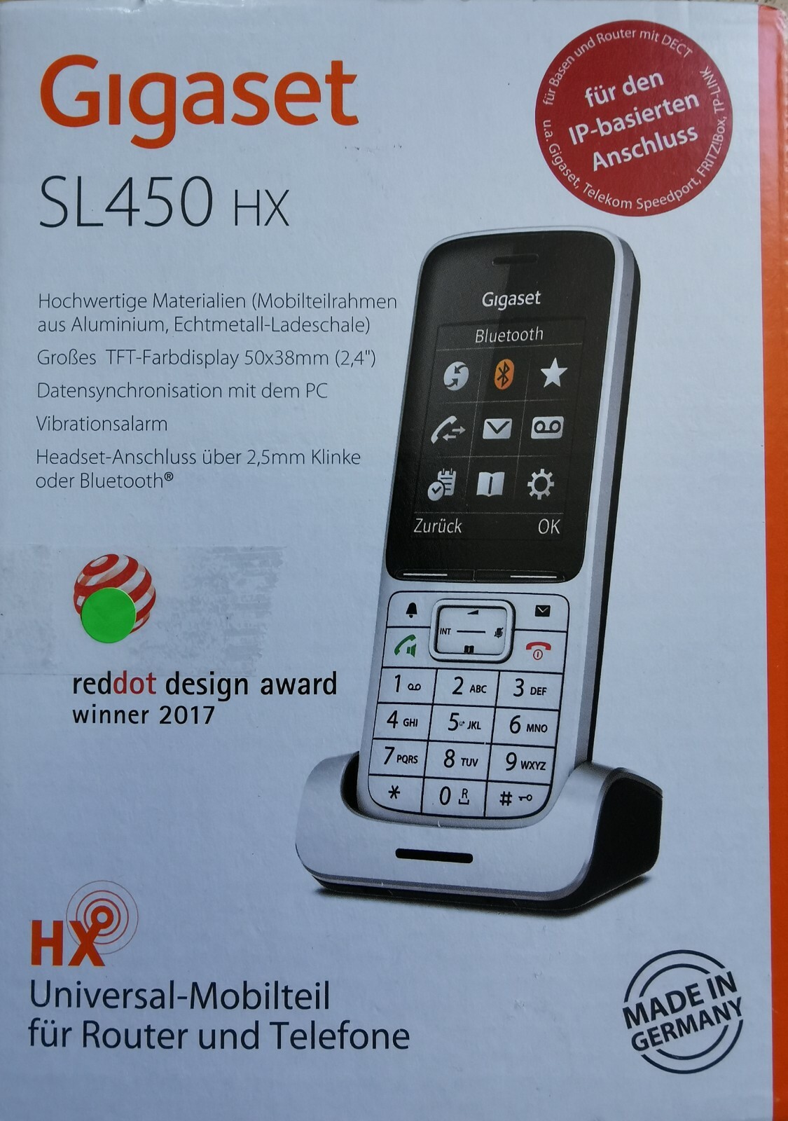 Gigaset SL450HX-Schnurloses DECT-Telefon - Silber GAP, VoIP, ISDN, Bluetooth OVP