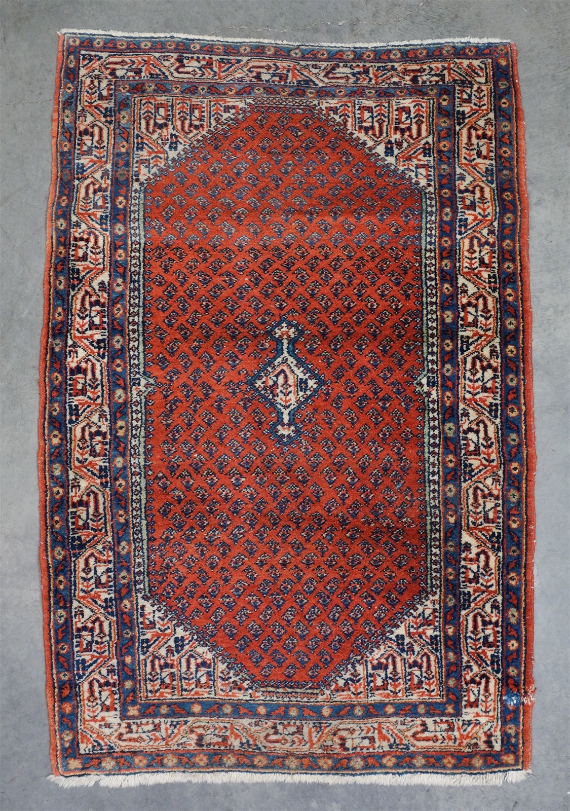 Estate Found Antique 19c Middle Eastern All Natural Wool Rug 4' 1