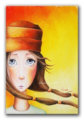 ORIGINAL Oil PAINTING Fantasy ART DREAMY girl portrait pop surreal fairy emotion
