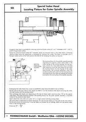 Deckel Single Lip Cutter Grinder SO Operating Instruction Manual #1590